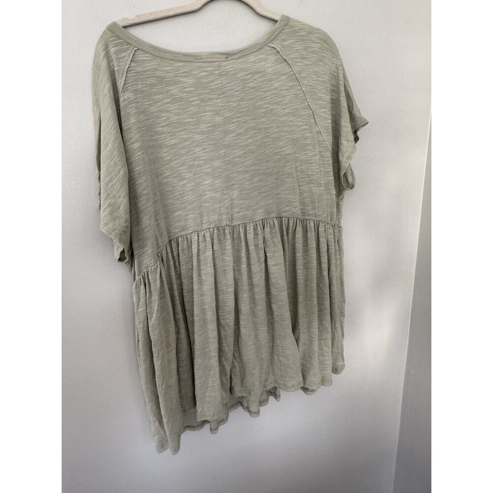 Easel Women's Short Sleeve Shirt Babydoll Flowy Green Large - Picture 3 of 6
